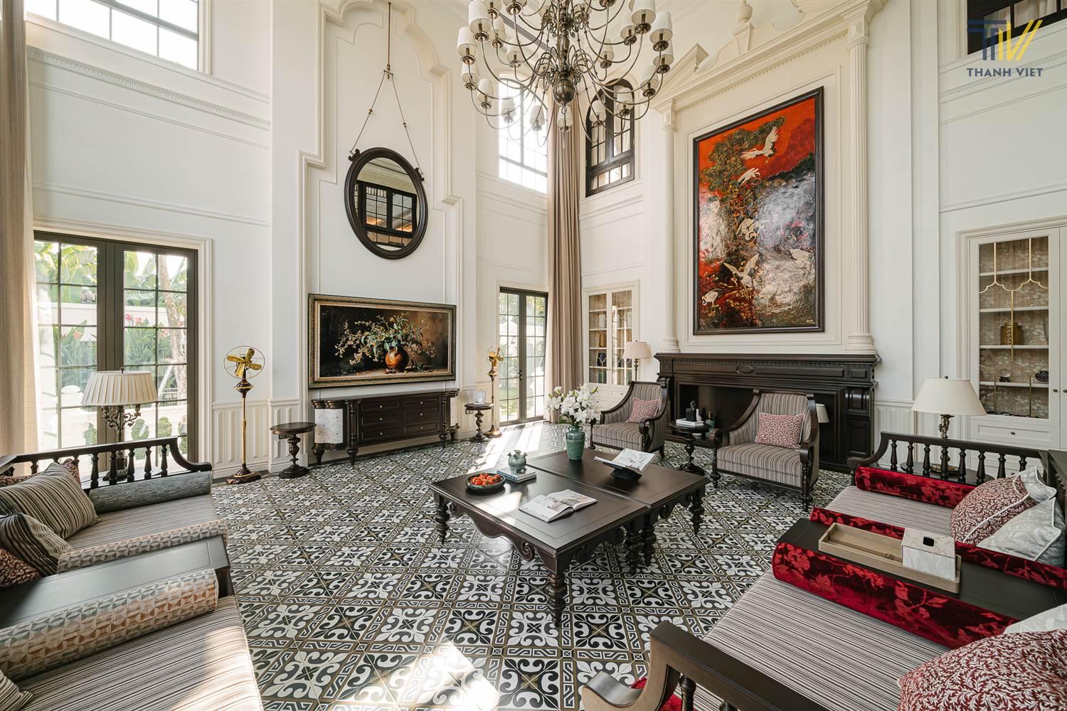 Phòng khách biệt thự Maison Villa do công ty của Vũ Trọng Nghĩa thiết kế và thi công